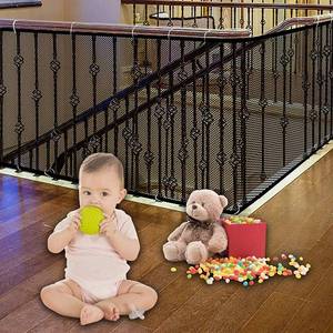 lot 2084 image: JIFTOK Ewaves Stairway Net - Baby Safety Rail - 181 inch x 32 inch - Banister Stair Net for Child, Small pet,Toy- Indoor & Outdoor(Black)
