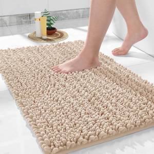 lot 2086 image: Yimobra Large Bathroom Rugs Non Slip Washable 36x24 Inch - Ultra Soft Absorbent Chenille Bath Mat, Quick Dry Shaggy Floor Carpet for Tub Shower, Light Brown Home Decor Accessories