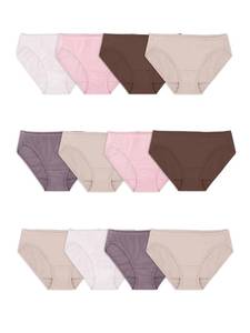 lot 2093 image: Fruit of the Loom Womens Eversoft Cotton Underwear Multipacks, Tag Free & Breathable, Available in Plus Size, Bikini - Assorted Body Tones, 7