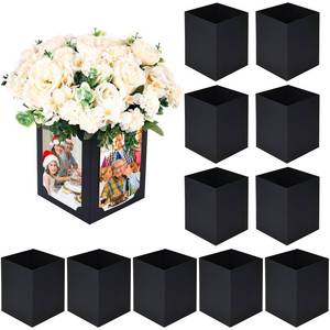 lot 2099 image: Tongnian 12 Pcs Picture Centerpieces for Table - 6 Inch Photo Display Frame & Hollow Picture Props Box for Congrats Grad Decor, Wedding, Birthday Party Table Decoration (Black)