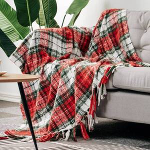 lot 2107 image: G Lake Christmas Plaid Throw Blanket Green Red Super Soft Faux Cashmere Blankets with Tassels for Couch Sofa Halloween Home Decor 50 x 60 (Xmas)