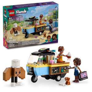 lot 2409 image: LEGO Friends Mobile Bakery Food Cart Playset, Cooking Toy for Pretend Play, Small Gift for Kids, Girls and Boys Ages 6 and Up with Aliya and Jules Mini-Dolls, Aira Dog Figure and Food Toys, 42606