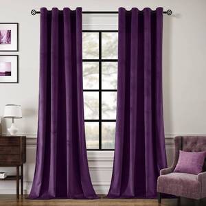 lot 2413 image: Guibaf Deep Purple Velvet Curtains 84 inches Long Grommet Blackout Curtains for Bedroom Light Blocking Thermal Insulation Drapes Set of 2 Panels 38��x 84��