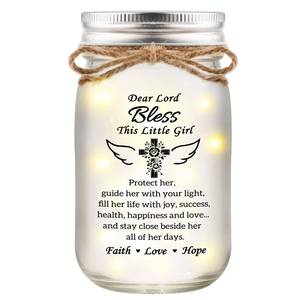 lot 2429 image: SOUHONEY Baptism Gifts for Girl, First Communion Gifts for Girls, Mason Jar Decor Light Confirmation Christening Baby Shower Catholic Baby Girl Baptism Gifts