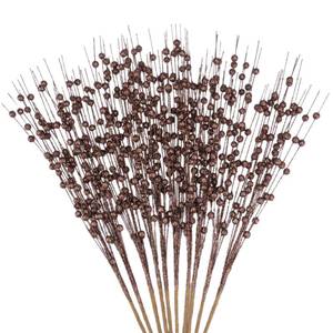 lot 2431 image: efivs arts 10 Pack Brown Artificial Glitter Berry Stems 15.7 Fake Christmas Picks Decorative Glitter Sticks for Christmas Tree DIY Wreath Crafts Fireplace Decor