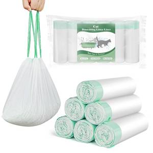 lot 2452 image: PETDREAM 120 Count Cat Litter Box Liners for Drawstring Closure, Heavy Duty Leak-Proof, Tear-Resistant & Odor Control for Self-Cleaning Litter Boxes Fits,M(25.2x15.7) Green