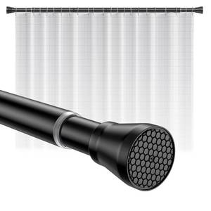 lot 2465 image: Shower Curtain Rod 45-77 Inch Black Shower Tension Rod Adjustable Curtain Rod No Drilling Tension Curtain Shower Rods for Bathroom Windows