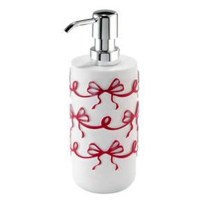 lot 2467 image: Avanti Linens - Lotion PumpSoap Dispenser, Durable Hand-Painted Resin, Countertop Accessories, Holiday Home Decor (Christmas Bows)