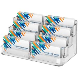 lot 2484 image: MaxGear Acrylic Business Card Holder for Desk Multiple Business Card Holders, Premium Cards Stand for Workspace, Clear Plastic Display Holder with 4 Tier for Office, 8 Pocket, 400 Cards Capacity