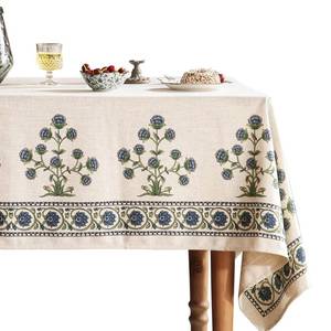 lot 2487 image: patdrea Designer Vintage Blue Rectangle Extra Long Tablecloth,Leaves Pattern Breathable Floral Table Cloth,French Table Cover for Kitchen Dining Christmas,Thanksgiving,Party,67x118-Ivar B