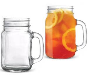 lot 3334 image: MEM WORLDSHOP 16 oz Regular Mouth Drinking Jars - (2 PACK) - Drinking Mason Jars Regular Mouth Mugs with Glass Handles
