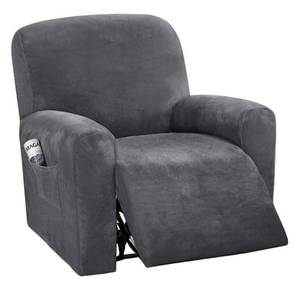 lot 3348 image: H.VERSAILTEX Velvet Stretch Recliner Couch Covers 4-Pieces Style Recliner Chair Covers Recliner Cover for Reclining Chair Slipcovers Feature Non Slip Form Fitted Thick Soft Washable, Grey