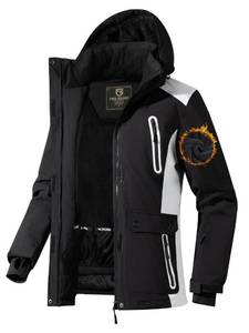 lot 3349 image: FREE SOLDIER Womens Waterproof Ski Snow Jacket Warm Fleece Lined Winter Rain Jacket with Hood Fully Taped Seams (Black White,X-Large)