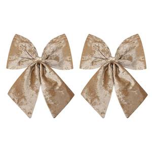 lot 3350 image: Large Plush Velvet Bows Set of 2 16-Inch Christmas Bow Tree Topper for Christmas Tree Decoration Door Window Decor (Gold)