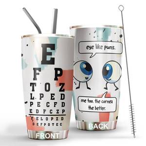 lot 3363 image: MEDROC Optometry Gifts for Men - Tumbler Stainless Steel 20oz Straw Lid, Eye Like Puns Eye Doctor Ophthalmology Gift for Women, Funny gifts for Certified Ophthalmic Technician Optician Accessories