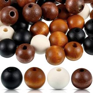 lot 6162 image: Jetec 160 Pcs 16mm Wood Beads for Craft Rustic Farmhouse Natural Wood Hair Beads for DIY Round Handmade Polished Spacer Home Decor(1.6 cm,Relaxing Color)