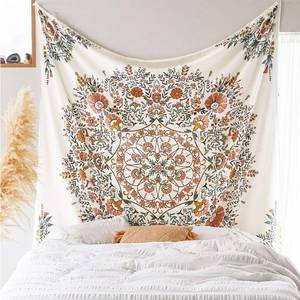 lot 6164 image: LANG XUAN Mandala Tapestry Wall Hanging Flower Psychedelic Tapestry Wall Hanging Decor for Living Room Bedroom Bohemian Plant Print (Green, 59.06 x 78.74)