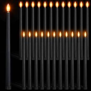 lot 6167 image: Macarrie 24 Packs Flameless Taper Candles Battery Operated Fake 11 Inch Long Candlelight LED Flameless Candlesticks Flickering Tapered for Christmas Church Prayer New Year Wedding(Black)