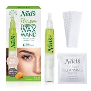 lot 6177 image: Nads Eyebrow Shaper Wax Kit Eyebrow Facial Hair Removal Delicate Areas Cotton Strips, Cleansing Wipes, 0.2 Ounce (Pack of 1)
