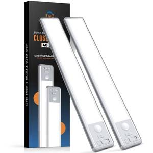 lot 6489 image: BLS 10inch Under Cabinet Lights, 40 LED Closet Lights, Motion Sensor Light Indoor, Battery Operated Lights, 1800mah USB C Rechargeable Under Cabinet Lighting, Magnetic Night Light for Kitchen (2 Pack)