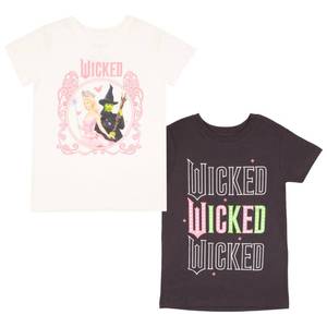 lot 6498 image: Wicked Girls Graphic Print T-Shirt 2-Pack - Short Sleeve Tees Bundle for Kids (White & Black, Size 1416)