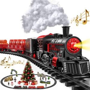 lot 9397 image: Christmas Train,Train Set for Kids Ages 4-8 Christmas Train Sets for Around The Tree,Electric Toys with Smokes Lights and Sound,Toddler Model Trains for 3 4 5 6 7 8 Years Old Kids Gifts (Advanced)