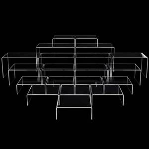 lot 9405 image: Chuangdi 20 Pcs Acrylic Display Risers, Clear Product Stand, Jewelry Display Riser Shelf Showcase Fixtures for Figure Dessert Cupcake Candy Action Showcase(Super Large Set)