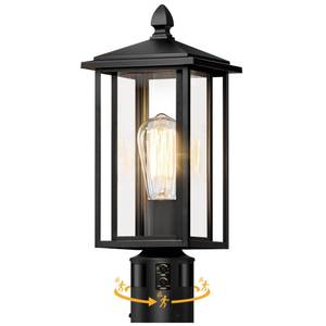 lot 9416 image: 17 Motion Sensor Outdoor Post Lights, Dusk to Dawn Lamp Post Light Fixture with Tempered Glass, Waterproof Aluminum Pole Lights Outdoor, Outside Lamp Posts Outdoor Lighting for Garden Yard Pathway