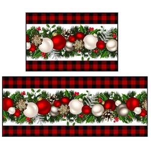 lot 9417 image: Tinideya Christmas Kitchen Mats Set of 2 Red and Black Buffalo Check Plaid Christmas Seasonal Winter Holiday Farmhouse Indoor Floor Mats Non Slip Kitchen Backing Area Rugs for Kitchen Home Decor