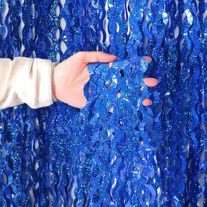 lot 10138 image: 4 Pack 3.3 ft x 6.6 Wavy Sparkle Dark Blue Foil Fringe Backdrop Curtain - Navy Blue Streamer Backdrop Tinsel Curtains for Door Streamers Ocean Birthday Party Decorations Disco Party
