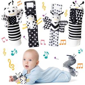 lot 10145 image: Infant Toys 0-6 Months, Newborn Baby Toys Rattle Socks  4PCS Wrist Rattles Foot Finders Sock Set - NewbornBabies Essentials Must Haves for 0-6-12 Months Gifts��