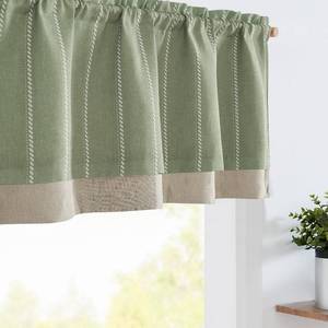 lot 10168 image: jinchan Nautical Valance Striped Linen Curtain 18 Inch Farmhouse Room Darkening Double Layer Valance for Kitchen Living Room Bathroom Windows Blackout Pinstripe Window Treatment 1 Panel Green