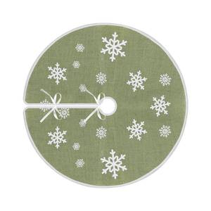 lot 10171 image: Christmas Tree Skirt, 30 Inch Green Tree Skirt, Burlap Tree Skirt with White Snowflake Small Tree Mat, Farmhouse Christmas Decorations for Holiday Party Home Decor Indoor Outdoor