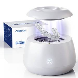 lot 10177 image: Ultrasonic Retainer Cleaner Machine 48kHz Denture and Aligner Cleaning Pod for Mouth Guards Night Guards Dental Trays Braces Toothbrushes Jewelry with 200ML Capacity (White)