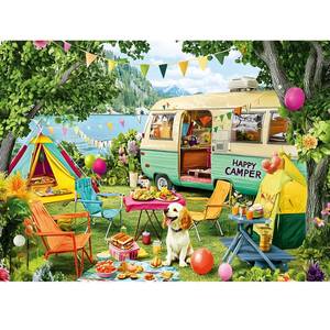 lot 10187 image: 300 Piece Puzzles for Adults,Lakeside Camping Puzzle for Adults Teens,Large Piece Fun Jigsaw Puzzle for Kids Ages 8-10 10-12,Glossy & Sturdy Pieces,Challenging Family Game Great Gift Idea,20.5 x 15 in