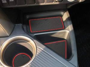 lot 10202 image: auovo Anti Dust Mats for Toyota RAV4 Accessories 2013 2014 2015 2016 2017 2018 Interior Custom Fit Cup Holder Inserts Door Liners (13pcsSet) (Red)
