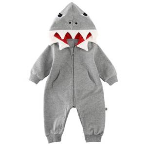 lot 10205 image: Fairy Baby Infant Baby Boy Girl Shark Costumes Halloween Outfit Cotton Fish Hoodie Romper Hooded Jumpsuit for Toddler Gray 12-18 Months