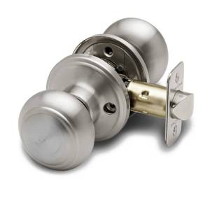 lot 10219 image: Copper Creek Colonial Passage Interior Door Knob �� ANSI Grade-3 Certified, Modern Heavy Duty Handle, Easy Install and Reversible for Bedroom, Bathroom and Closets �� Satin Stainless (1 Pack)