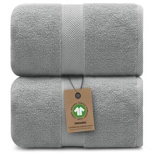lot 10235 image: Alusa Home 100% Organic Luxury Bath Sheets - GOTS Certified - Extra Large 35x70 Inches (Pack of 2) Zero-Twist, Long-Staple Cotton Bath Sheet Set (Pewter Grey)