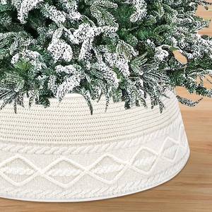 lot 10236 image: Malier Christmas Tree Collar, White Knit Xmas Tree Collar, Christmas Tree Collars for Atificial Trees, Tree Stand Base Cover, Farmhouse Christmas Ring Skirt for Home Decor (Cream White, 30����)