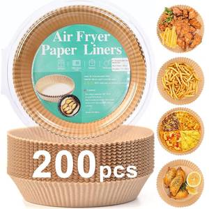 lot 10240 image: 200pcs Air Fryer Disposable Liner, Non-Stick Parchment Paper for Baking, Oil-Proof, Water-Proof, Food Grade (6.3 Bottom, 7.9 Top)
