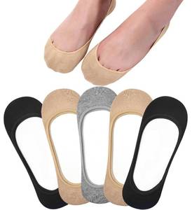 lot 10252 image: Toes Home No Show Socks Womens, Ultra Low Cut Liners Non Slip Footies for Flats Hidden Invisible Boat Summer 5 Pairs