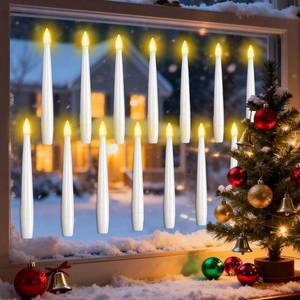 lot 10260 image: 14 Pcs Window Candles with Light Sensor Dusk to Dawn, Lvory LED Window Candle Battery Operated, Flameless Taper Christmas Window Candle for Thanksgiving and Window Decoration