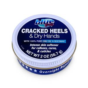 lot 10263 image: Blue Goo CRACKED HEELS & DRY HANDS Skin Softener for Dry Feet, Hands, Hydrating and Smoothing, Moisturizer, Dryness Relief, 2 Ounce, made with 100% PURE EMU OIL