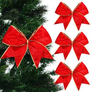 lot 10265 image: Panelee 12 Pcs Red Velvet Christmas Bows 6 x 6 in Wreath Bow Christmas Tree Decorations Ornaments for Hanukkah Xmas Tree Topper Wreath Garland Party Gift Wrapping DIY Decor