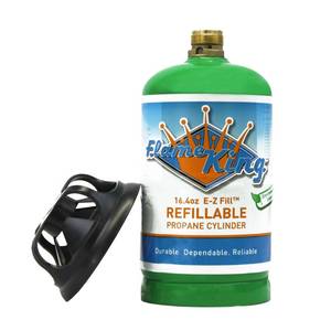 lot 12019 image: Flame King Refillable 1LB Empty Propane Cylinder Tank - Reusable - Safe and Legal Refill Option - DOT Compliant - 16.4 oz, Green