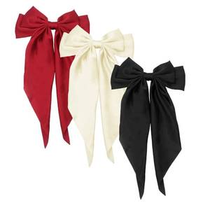 lot 12028 image: HAALII Hair Accessories - 3 Pcs Oversized Satin Hair Barrettes, Ribbon Bowknot Clips for Women