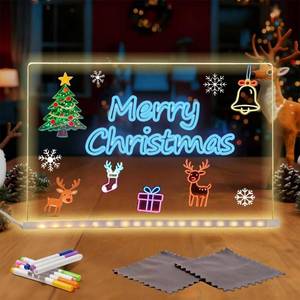 lot 12030 image: Lumiboard Led Drawing Board, LED Note Board with Colors, Light Up Acrylic Message Board,12 x 8 Light Up Clear Board, Acrylic Dry Erase Board with Light, Christmas Gift, 7 Colors Pen