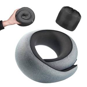 lot 12031 image: Optixion Travel Pillow, 100% Pure Memory Foam Neck Pillow for Airplanes, Comfortable Breathable Cover, Travel Essentials for Plane, Car, Train and Home, Gray