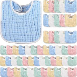 lot 12037 image: Tatuo 50 Pcs Muslin Baby Bibs Bulk Muslin Cotton Teething for Boy Girls Burp with Snap, Baby Bandana Drool Absorbent Bibs for Newborn Infant Teething and Drooling, 6 Layers